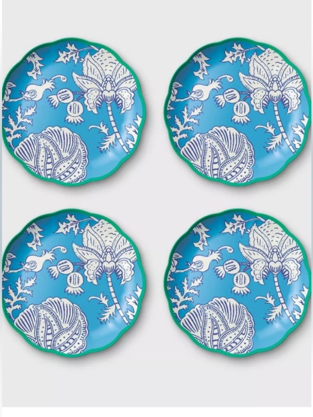 4pc Floral Vines Melamine Dinner Plates Blue - Roller Rabbit x Target